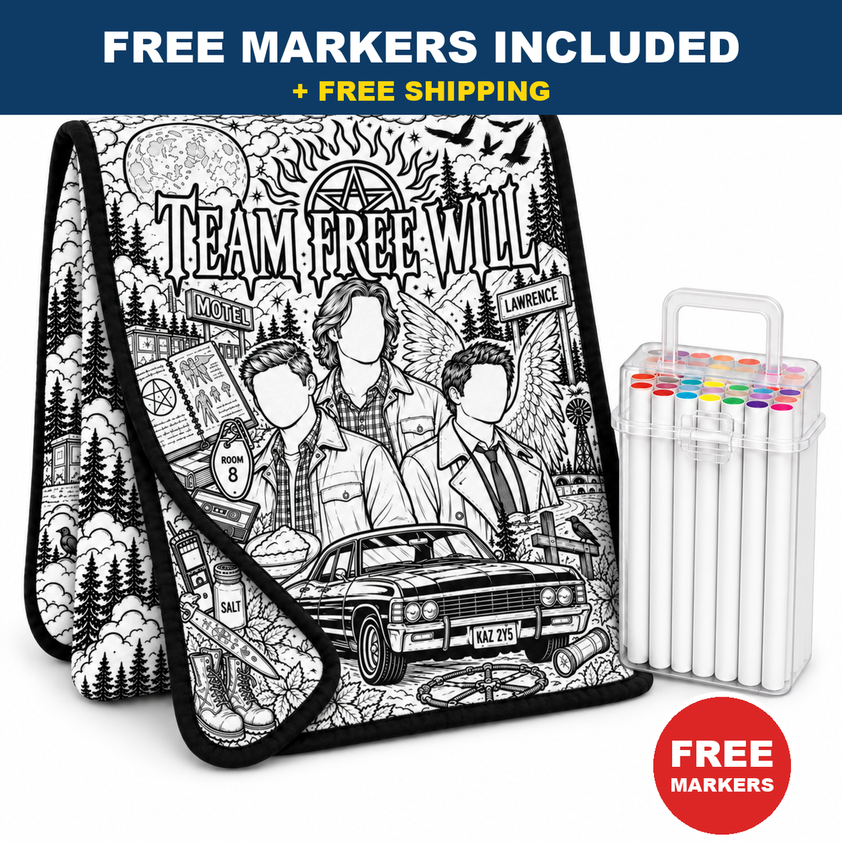 The Hunter's Coloring Blanket with free markers included and free shipping